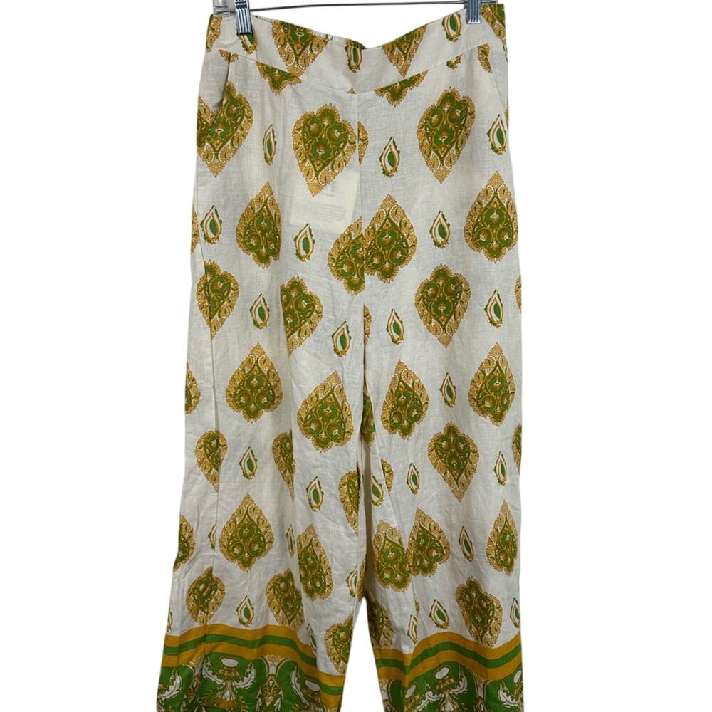 NWT Haute Hippie Linen Blend 2 Piece Set Short Sleeve Top Wide Leg Pants Size‎ L - Picture 4 of 13